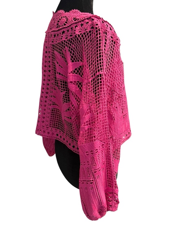 FARM Rio Pink Alucina Luz Guipire Crop Top M - Picture 3 of 11